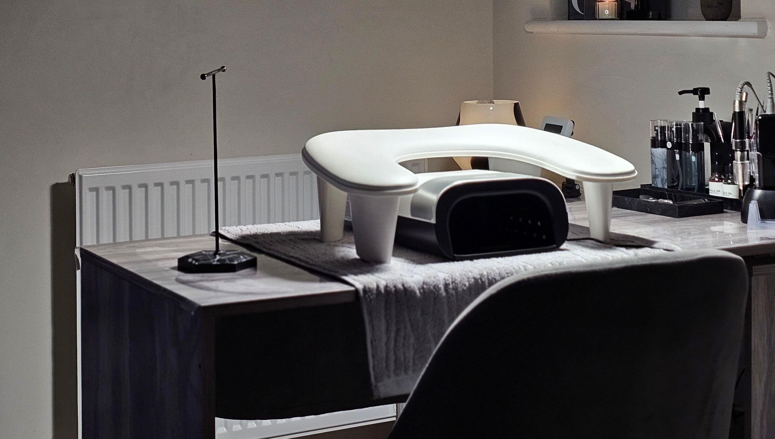 Nail table setup at The Glow Way - TGW in Bedford, England, GB, featuring modern tools and serene ambiance.