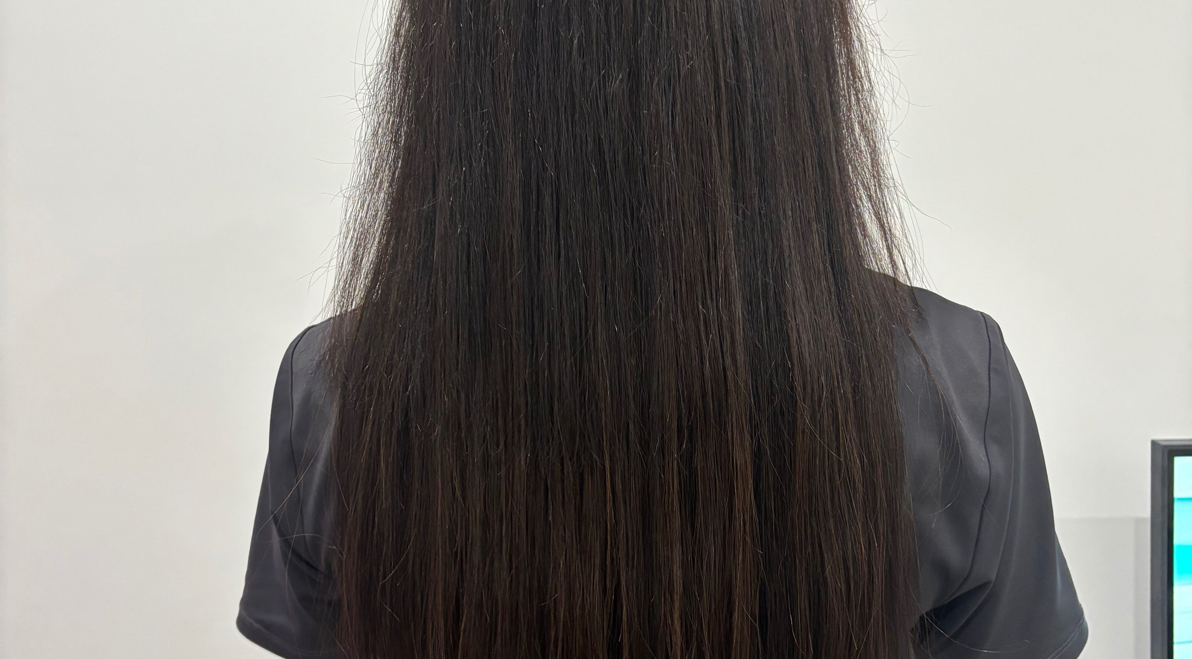 Long, straight Slavic hair extensions at Hair Beauty Studio, Melbourne, Victoria, AU.