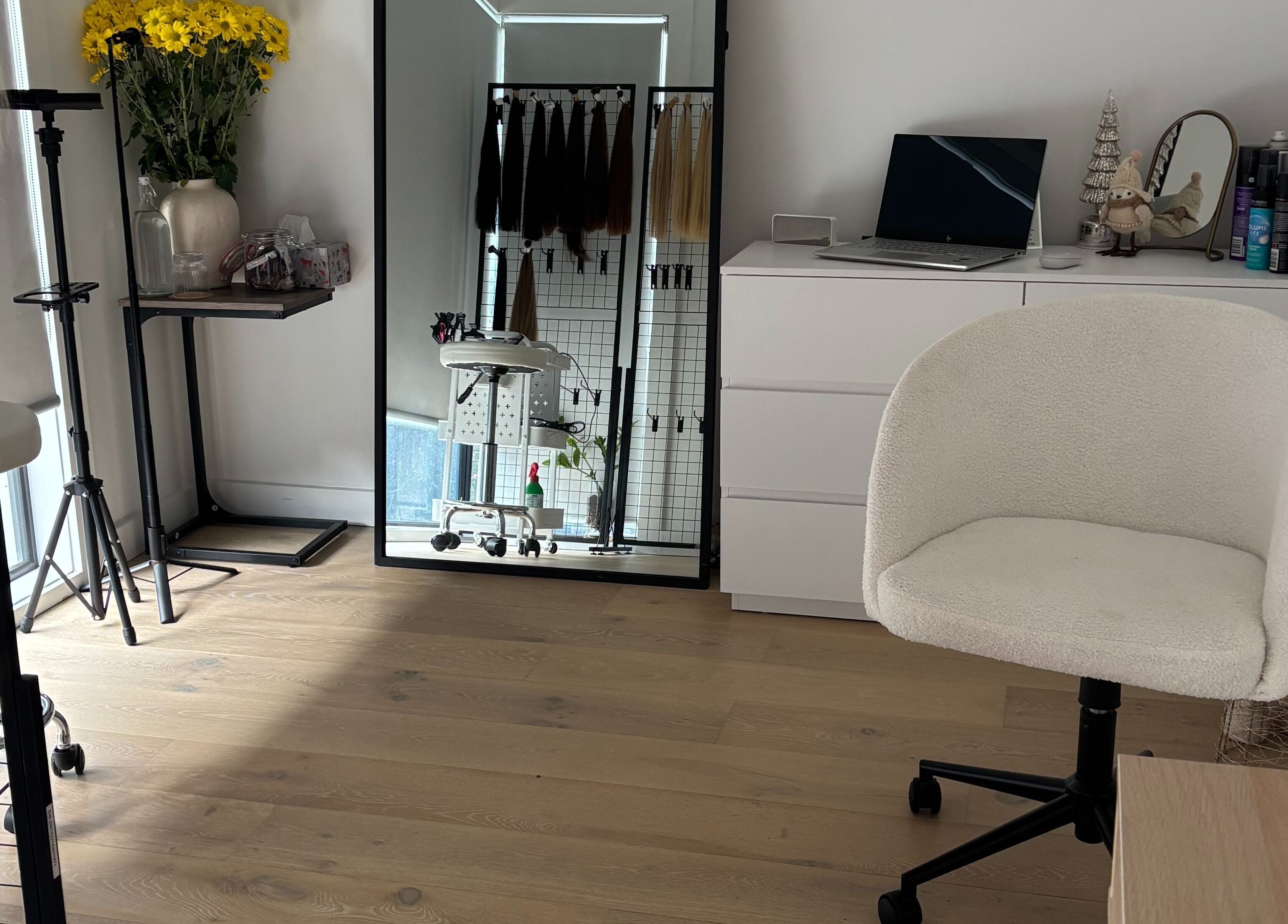 Interior view of Hair Beauty Studio - Slavic Hair Extensions in Melbourne, Victoria, AU with a stylish setup.