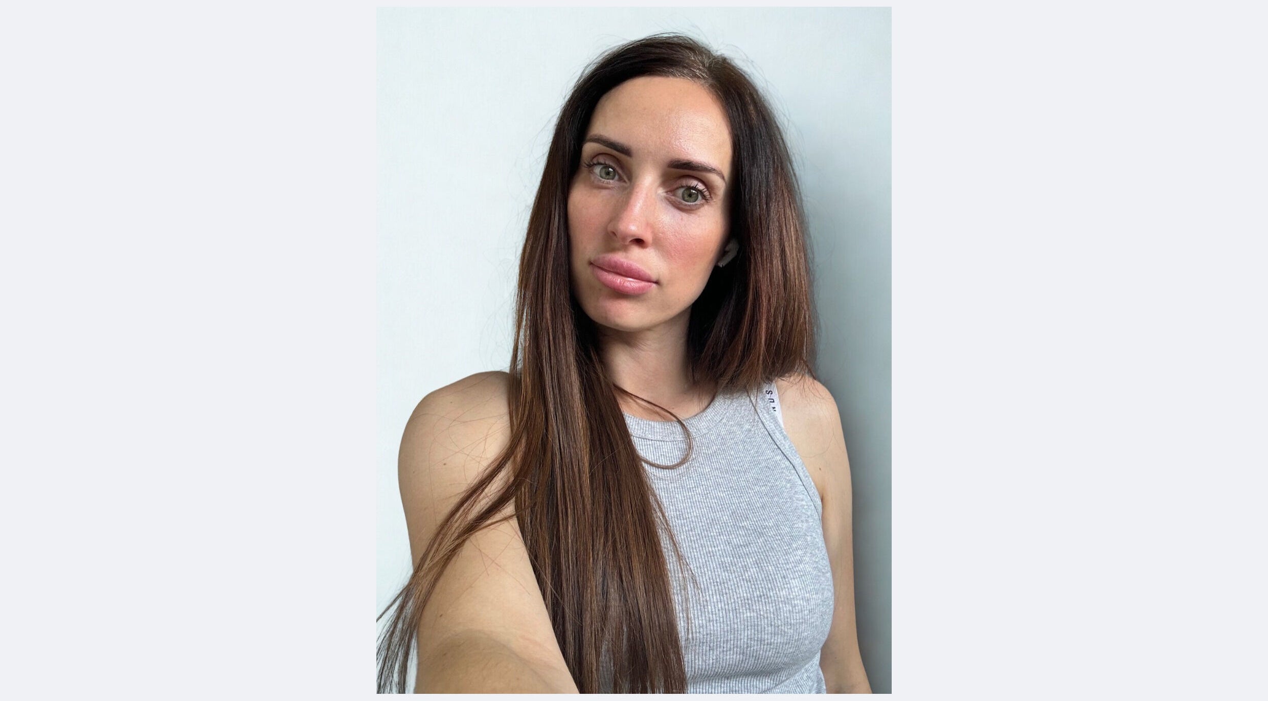 Young woman with long brunette extensions at Hair Beauty Studio - Slavic Hair Extensions, Melbourne, Victoria, AU.