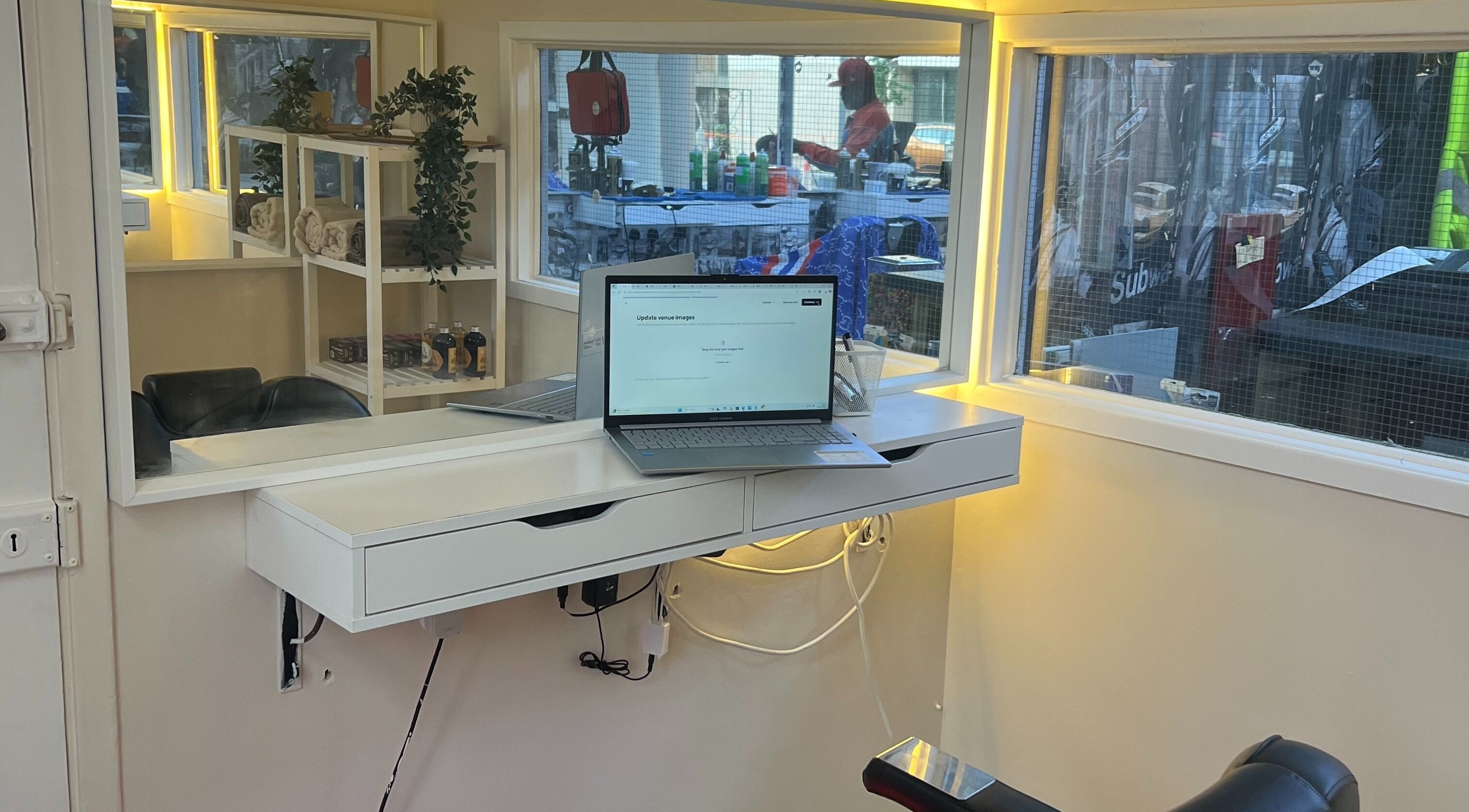 Bright salon setup at Dasa Luxe, Manchester, England, GB, showcasing sleek design and contemporary elegance.