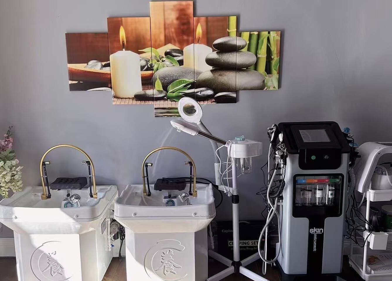 Modern spa equipment at Unik Spa, Nyack, New York, US showcasing luxurious and serene wellness atmosphere.