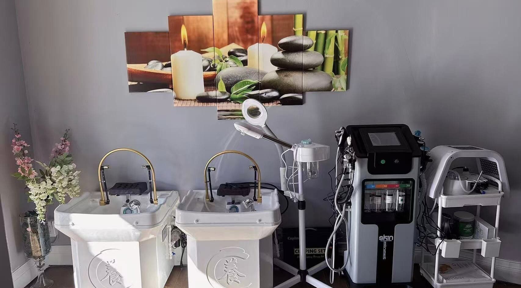 Modern spa equipment at Unik Spa, Nyack, New York, US showcasing luxurious and serene wellness atmosphere.