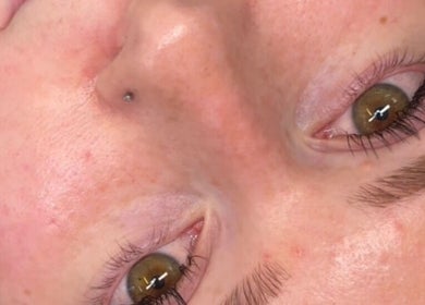 Close-up of eyes post-treatment at Bykglow_ in Mickleham, Victoria, AU showcasing radiant lashes.