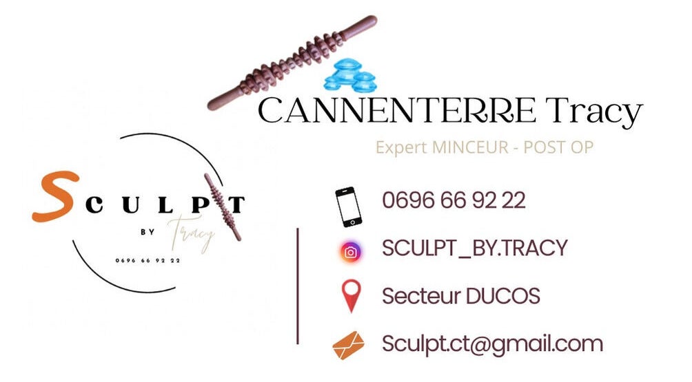 Logo et coordonnées de Sculpt By Tracy à Ducos, Le Marin, MQ. Spécialiste en minceur et post-opératoire.