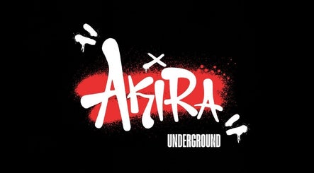 AKIRA UNDERGROUND logó piros és fekete színekkel Budapest, Magyar, HU címmel.