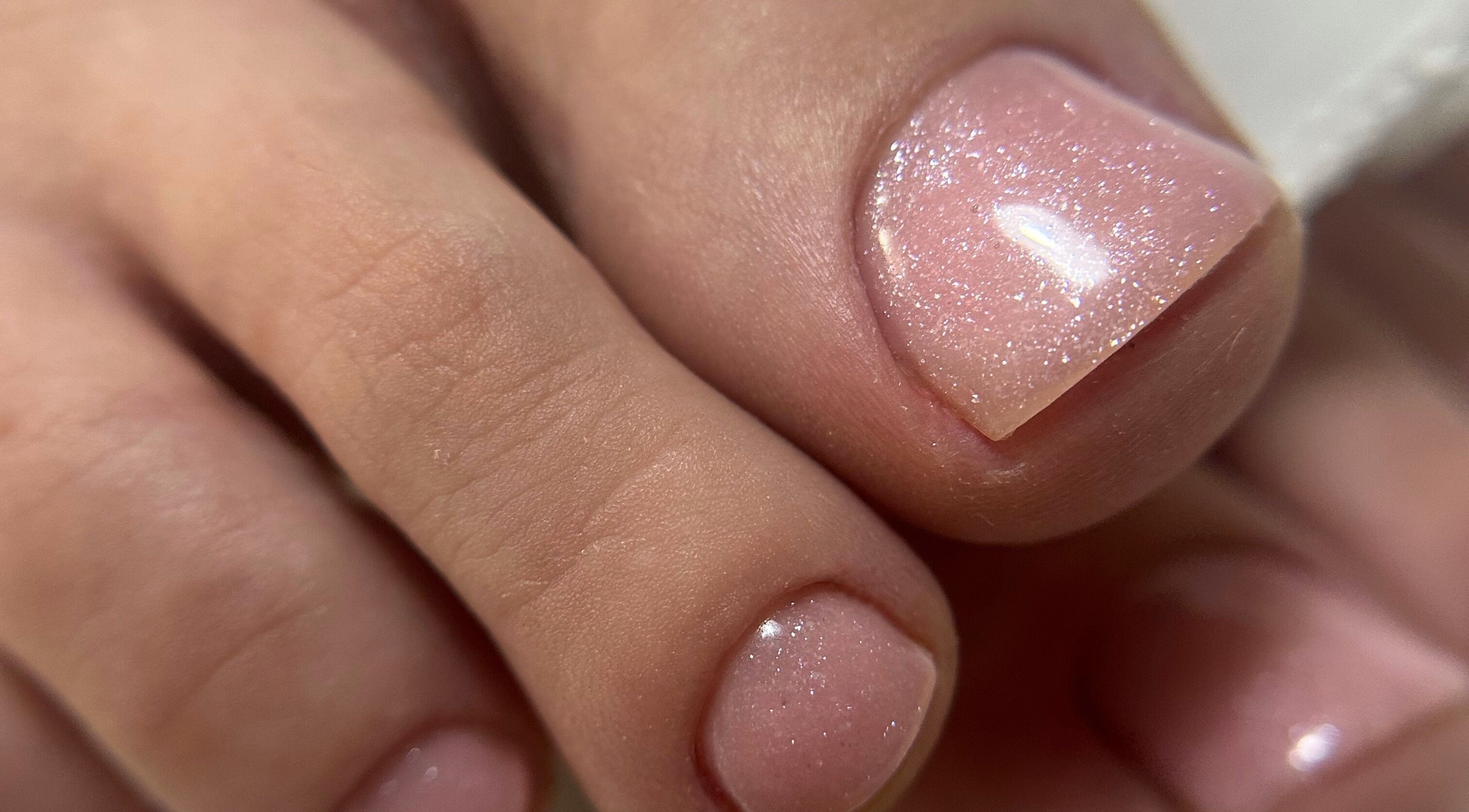 Shimmering pink pedicure at Daniela Siantova Nail Courses, Hull, England, GB.