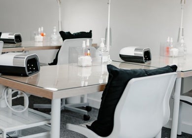 Modern nail salon setup at Kate Brooks ~ Nail Artist in Llandudno, Wales, GB with sleek workstations.