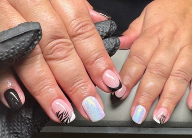 Stylish nail art by Kate Brooks ~ Nail Artist in Llandudno, Wales, GB showcasing chic, zebra stripe designs.