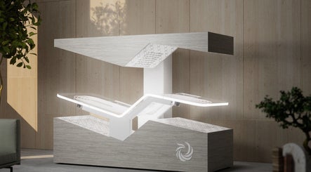 High-tech wellness station at Peak Living, Orlando, Florida, US, enhances relaxation with modern design.