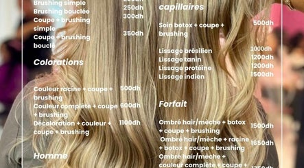 Menu prestation cheveux chez Doll’s Beauty & Barber, Marrakech-safi, Marrakech-safi, MA.