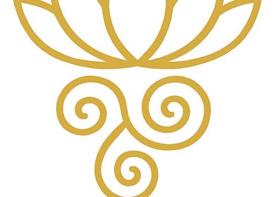 Elegant gold lotus design at Thaidy Massage, Newport, Wales, GB, symbolizing tranquility and wellness.