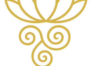 Golden lotus emblem at Thaidy Massage, Newport, Wales, GB, symbolizing elegance and tranquility.