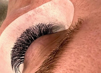 Close-up of eyelash extensions at Hair Heaven, County Kilkenny, IE, showcasing precise application.