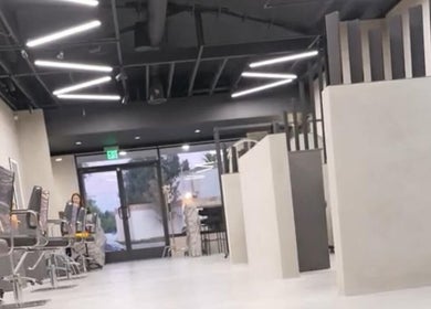 Modern interior of Marko Beauty Salon in Glendale, California, US, showcasing sleek styling stations.