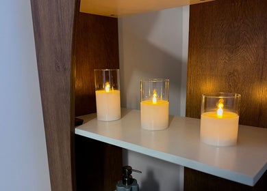 Warm candlelit ambiance at Rivera Spa and Massage, Christchurch, Canterbury Region, NZ.