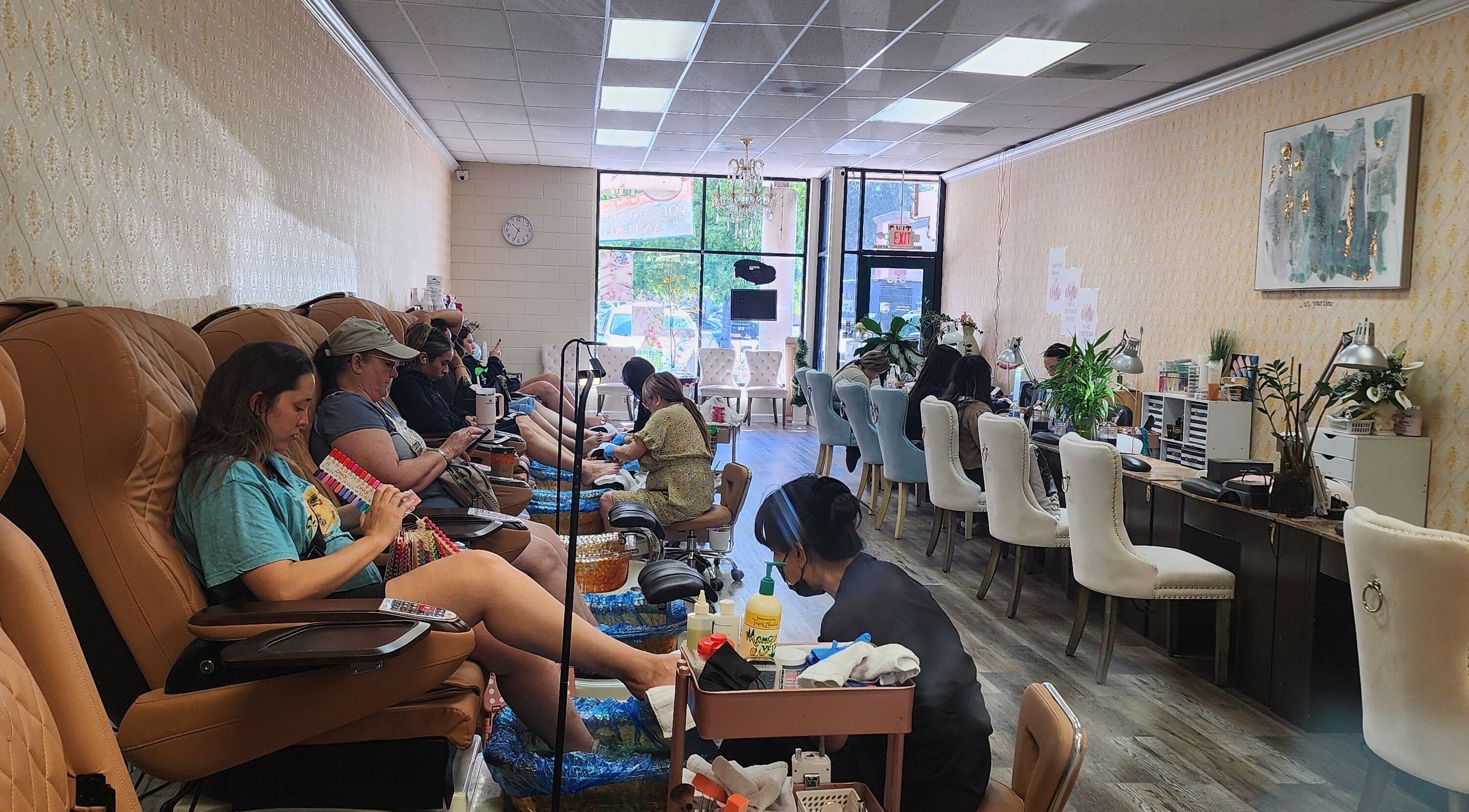 Pedicure service at Elegant 7 Nails & Spa, Salinas, California, US, featuring comfortable seating and serene ambiance.