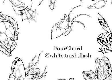Tattoo flash designs at Four Chord Music Fest, Washington, Pennsylvania, US.