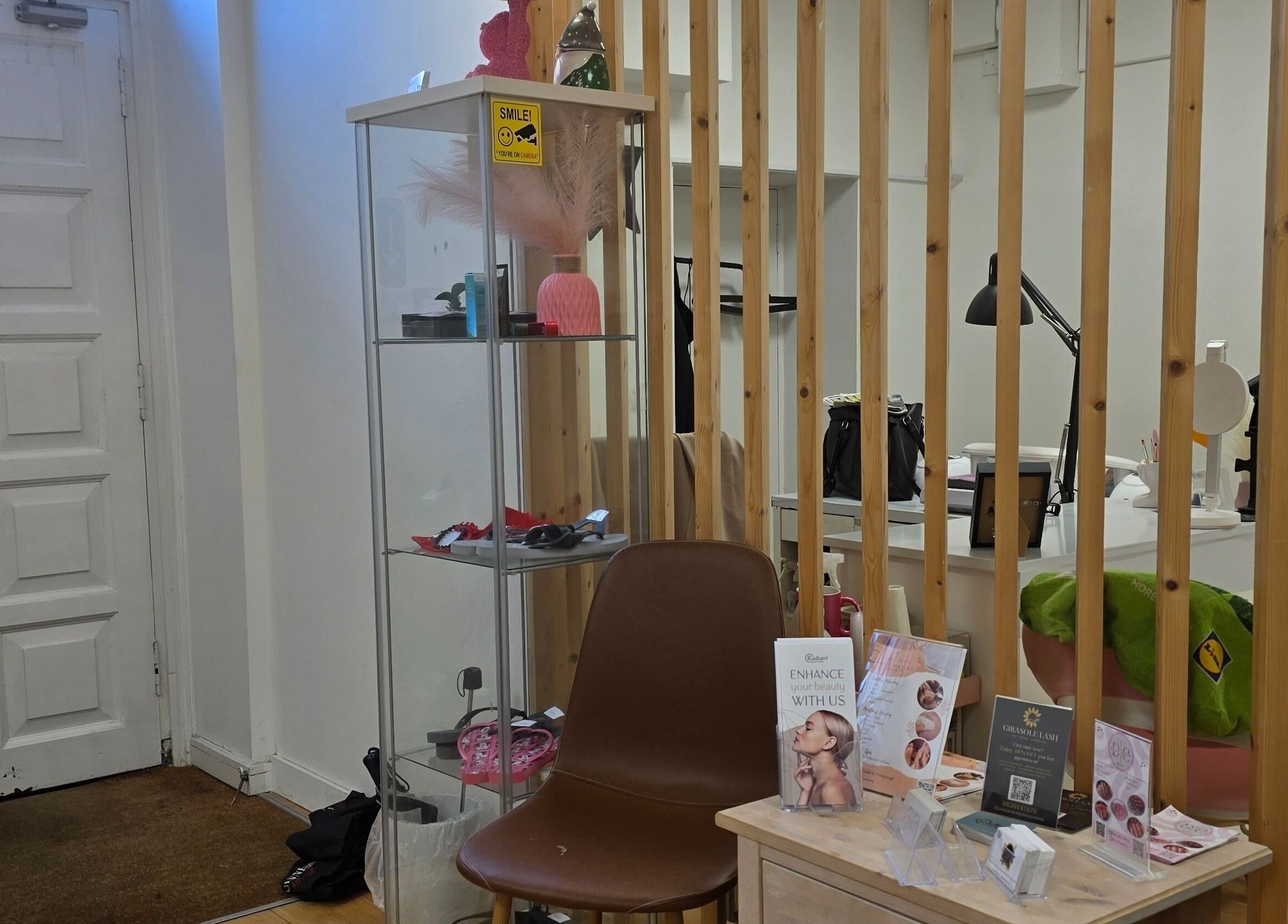 Modern salon reception at Guto Ribeiro, Dublin, County Dublin, IE with chic furniture and stylish decor.