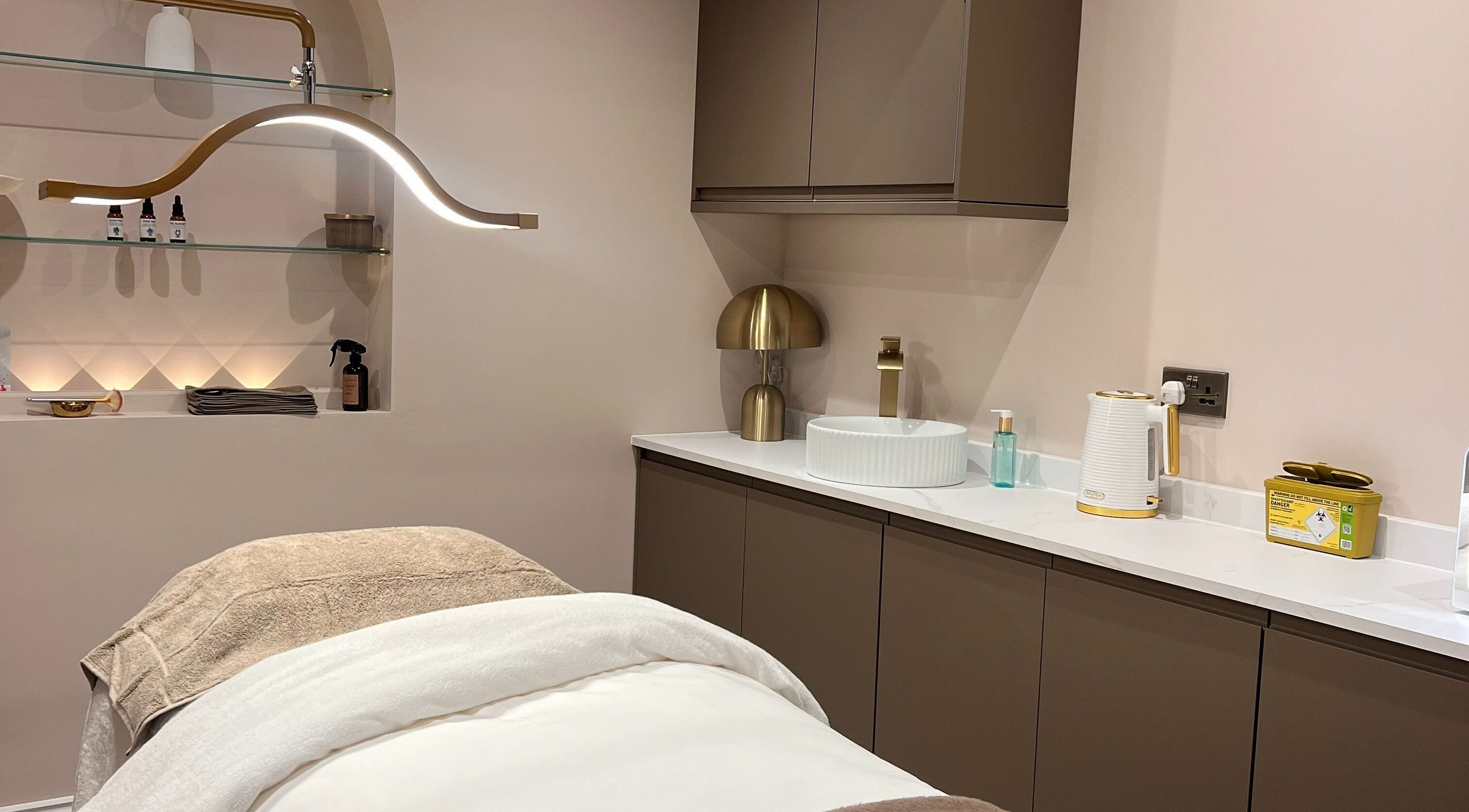 Illume Clinic's stylish treatment room with sleek decor in Woodhall Spa, England, GB.