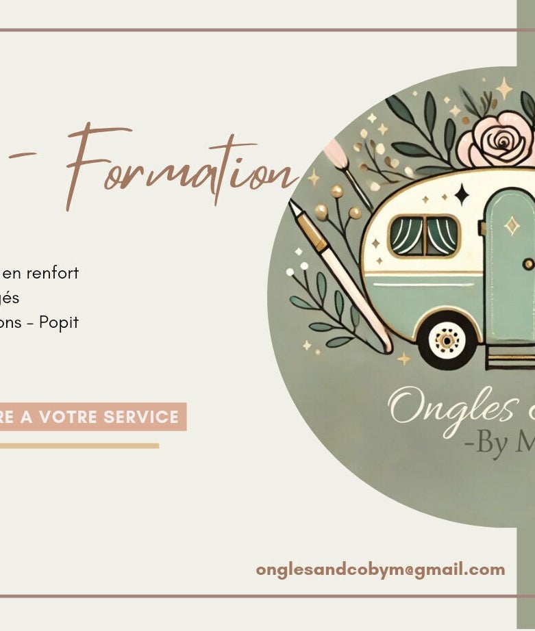 Carte de services Ongles & Co by M, Saulcy-sur-meurthe, Grand Est, FR avec un dessin de caravane.