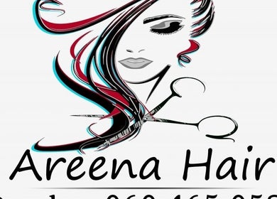 Stylish Areena Hair logo featuring artistic hair design, East London, Eastern Cape, ZA.