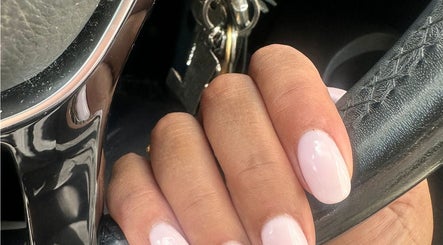 Elegant pink manicure from NailsbySa in a car, Cardiff, Wales, GB.