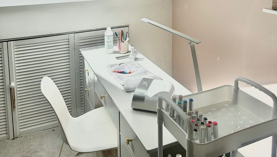 Stylish nail station at Gel Nails by Chloe, Pill, England, GB, ready for your beauty transformation.