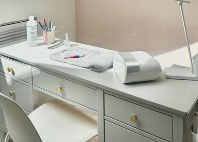 Chic nail station at Gel nails by Chloe, Pill, England, GB, ready for a luxurious manicure experience.