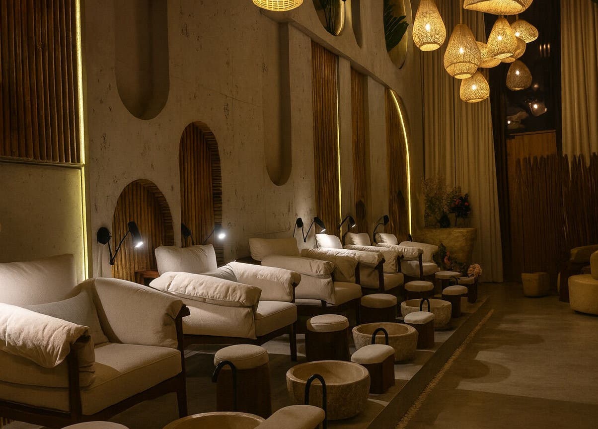 Cozy seating and warm lighting at Côte nail spa | كوت سبا - Female in Riyadh, Riyadh Province, SA.