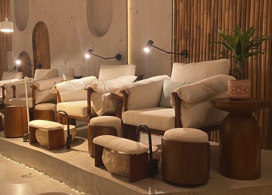 Luxurious pedicure chairs at Côte nail spa | كوت سبا in Riyadh, Riyadh Province, SA, offer a relaxing atmosphere.