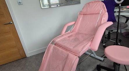 Comfortable pink aesthetic chair at Turn Back Time Aesthetics, London, England, GB.