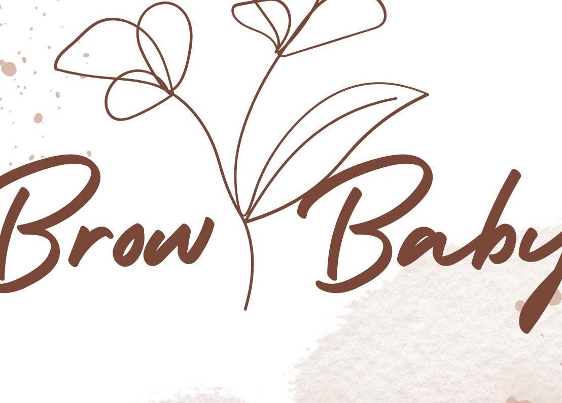 Brow Baby logo with floral design, Gqeberha, Eastern Cape, ZA.