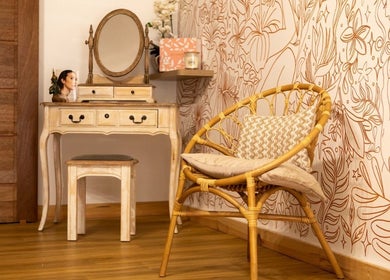 Espace de détente élégant chez Sarah bien être, Saint-françois, Grande-terre, GP, avec mobilier vintage.