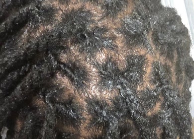 Close-up of textured dreadlocks styled at Arty, Rochdale, England, GB.