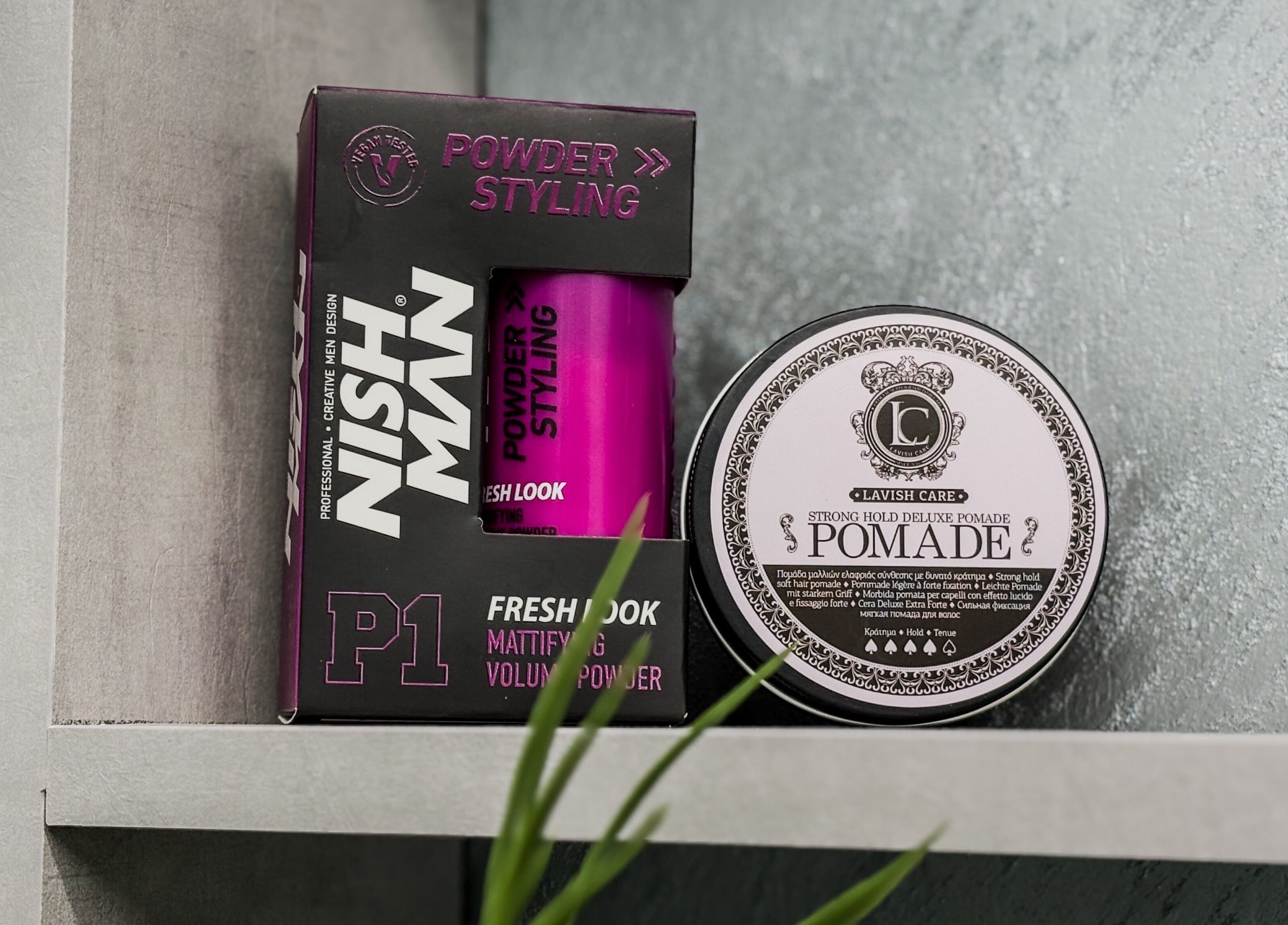 Hair styling products displayed at Aguila Studio, Stara Zagora, BG.