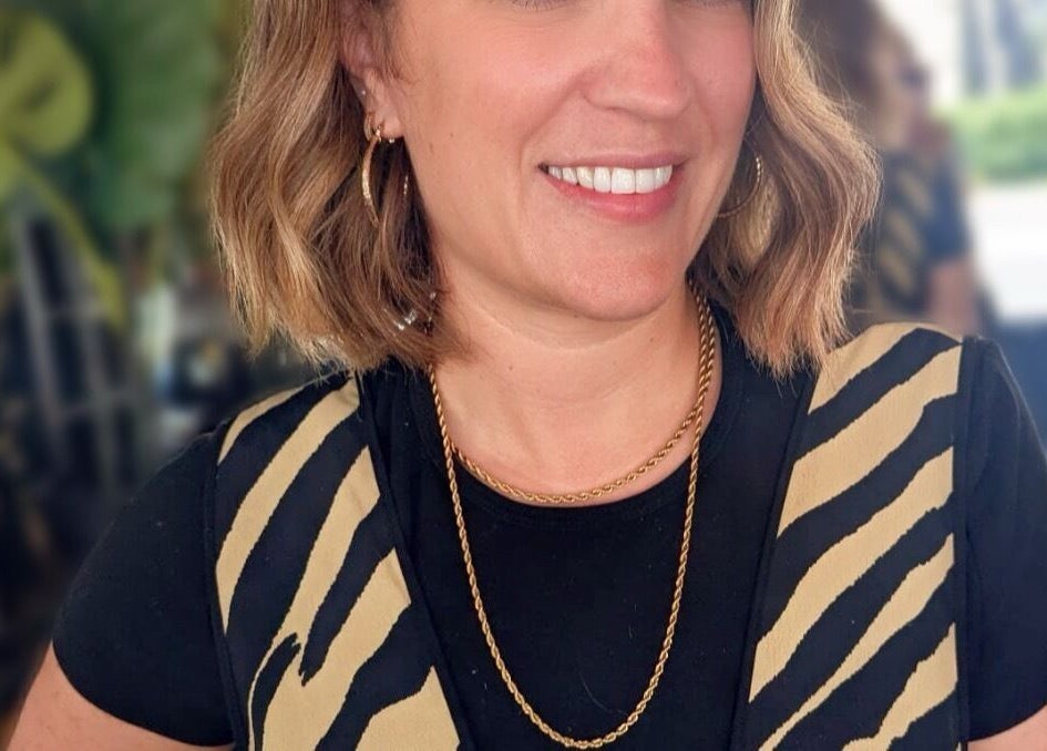 A stylish individual at Jade @ Chandler & Hall, Southbourne, England, GB in a zebra pattern outfit.