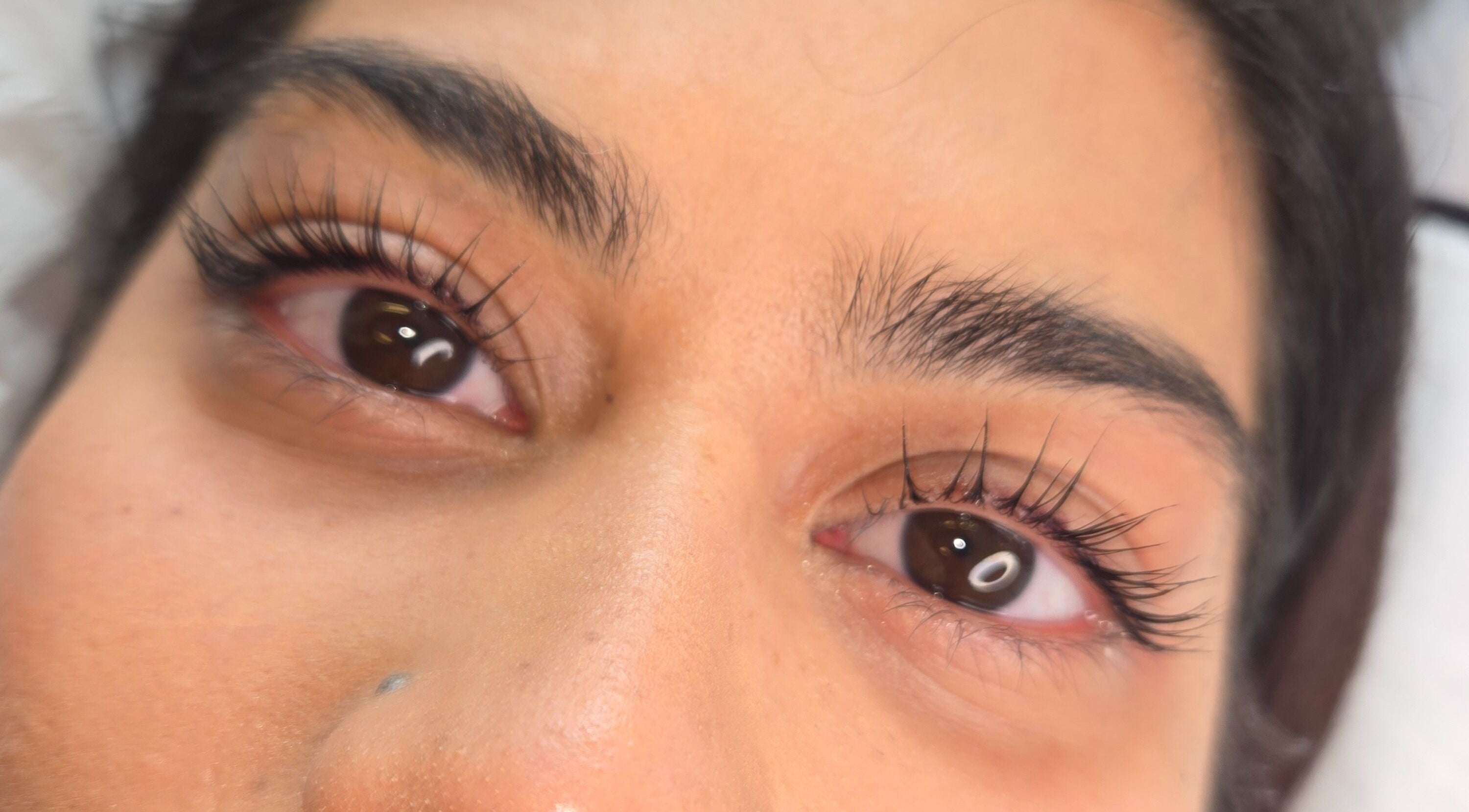 Close-up of enhanced eyelashes at Beauty Divine, Royal Leamington Spa, England, GB.