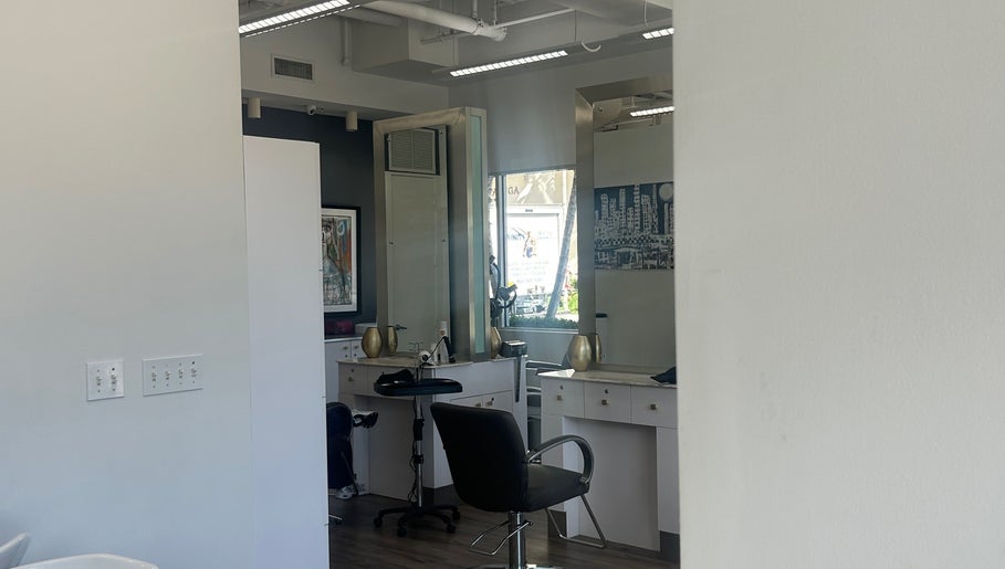 Elegant salon interior at Bristol Haircare in In the Grove Hair Studio, Delray Beach, Florida, US.