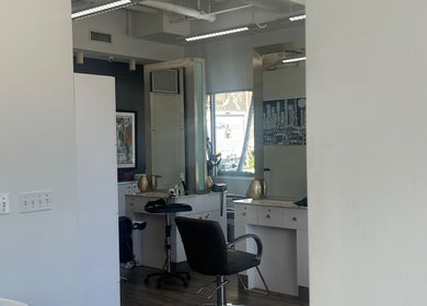 Elegant salon interior at Bristol Haircare in In the Grove Hair Studio, Delray Beach, Florida, US.