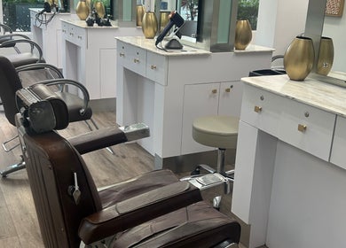Modern salon setup at Bristol Haircare in In the Grove Hair Studio, Delray Beach, Florida, US.