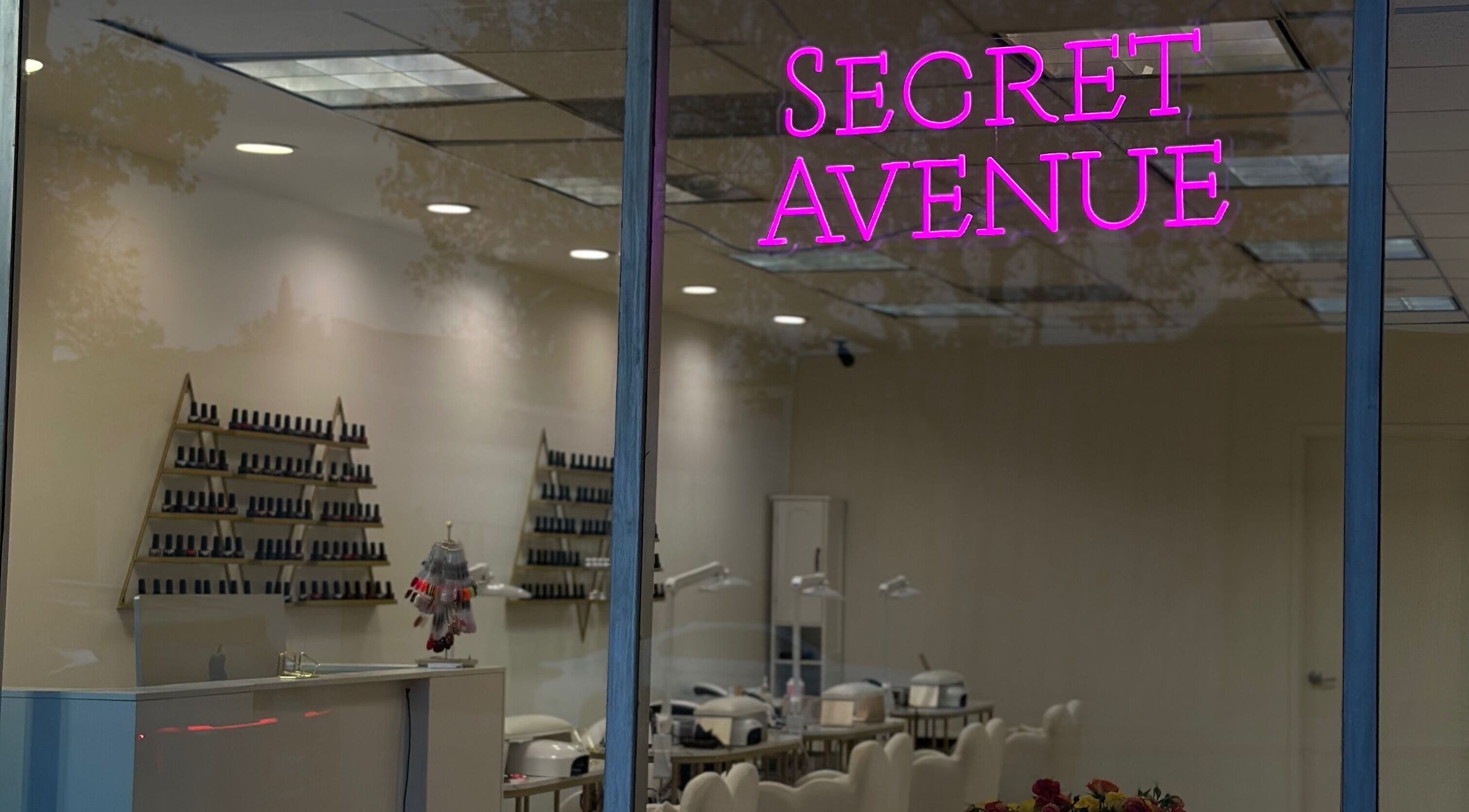 Secret Avenue nail salon interior with stylish decor in Glendale, California, US.