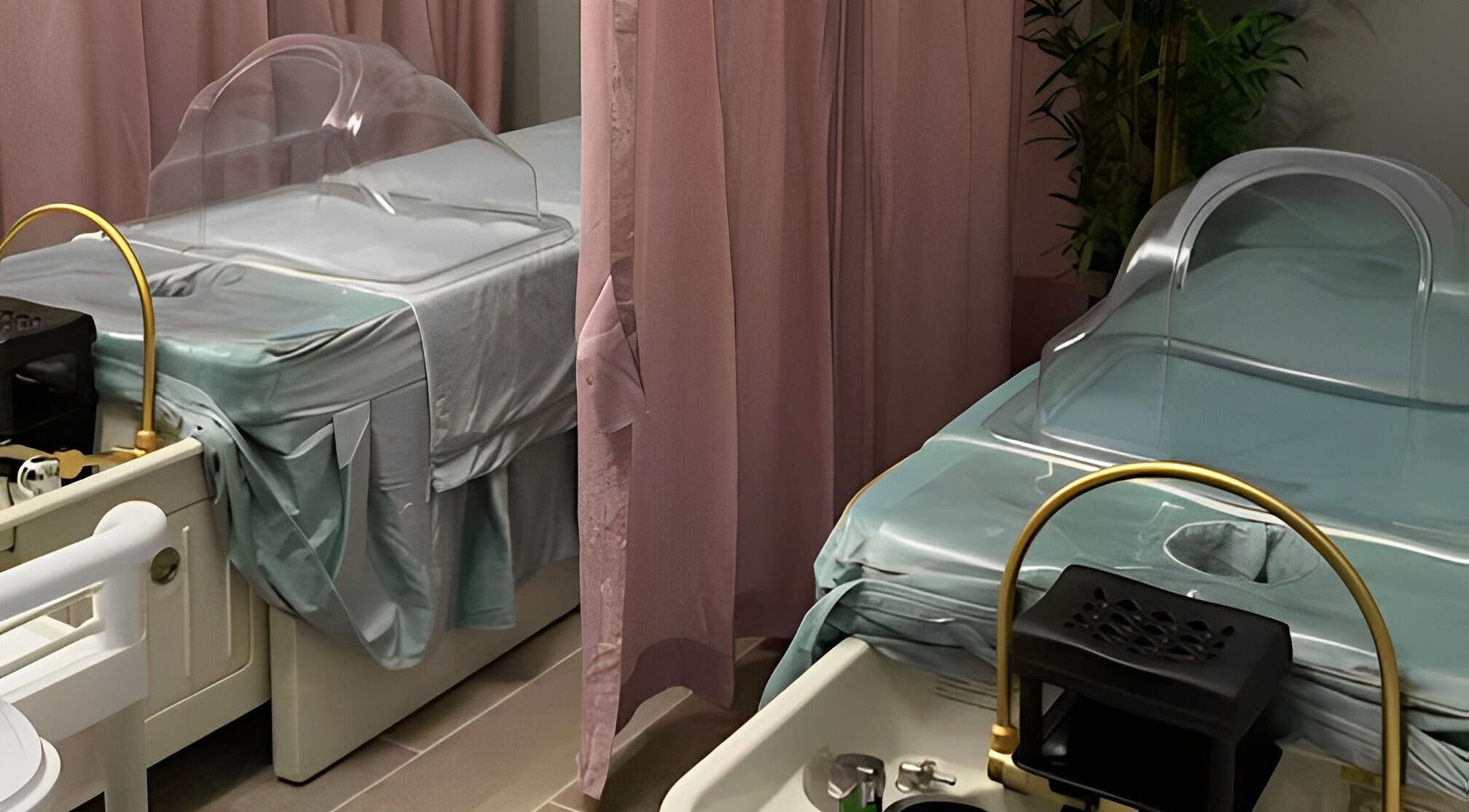 Healing Lotus Head Spa Massage therapy beds in Virginia Beach, Virginia, US, offering relaxation and wellness.