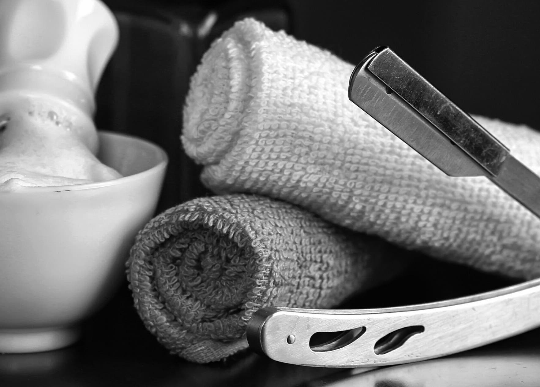 Luxury grooming at Viktor - Men's Grooming Lounge, Little Mountain, Queensland, AU. Classic shaving tools displayed.