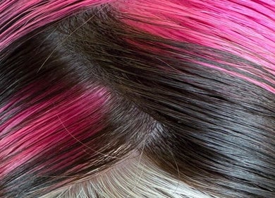 Vibrant pink and brown hair highlights at SHADE TWENTY2, Wolverhampton, England, GB.