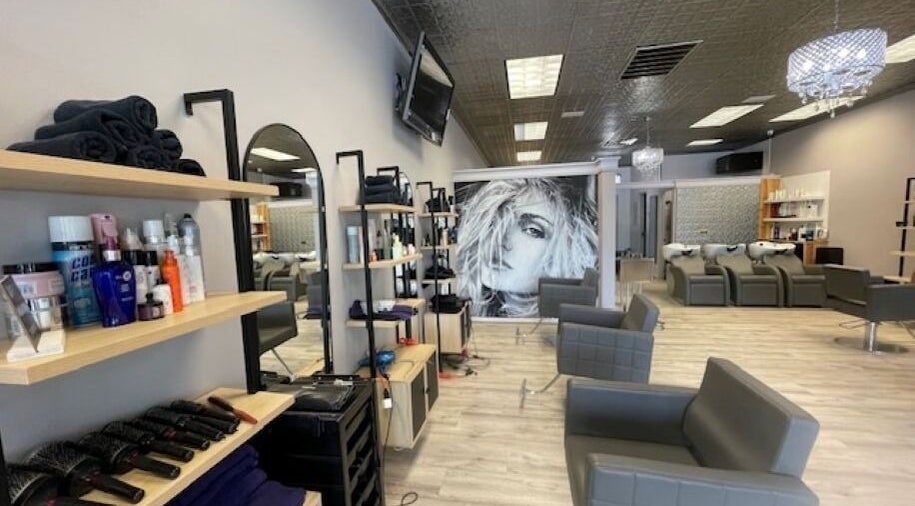 On the Avenue Salon in Norwalk, Connecticut showcases elegant seating and modern decor for a luxurious experience.