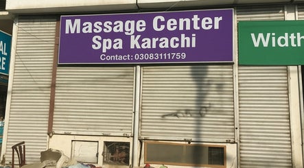 Massage Center Spa Karachi entrance with signage in Karachi, Sindh, PK.