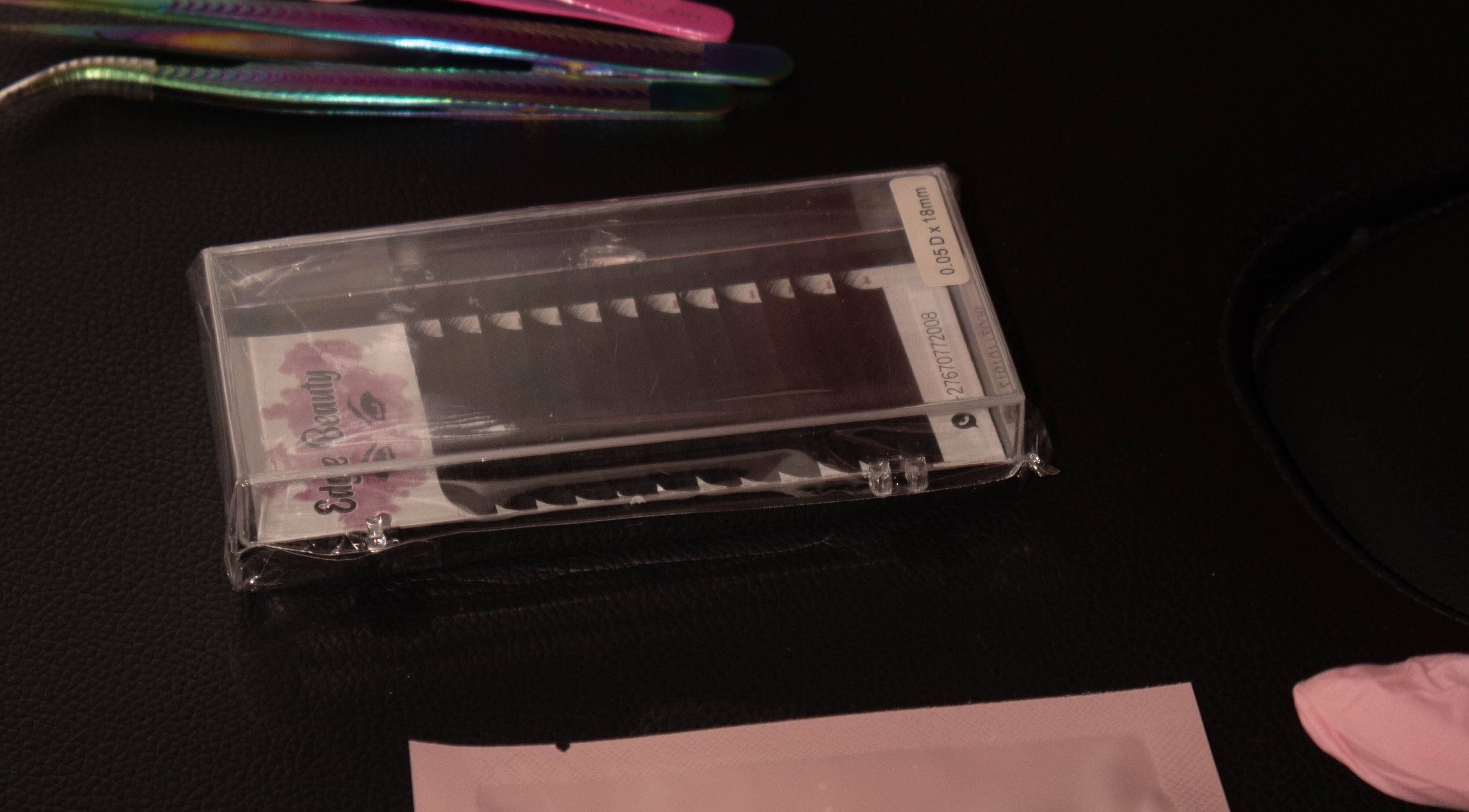 Eyelash extension tray at Boss Babes Beauty Lounge, Cape Town, Western Cape, ZA, showcasing premium beauty tools.