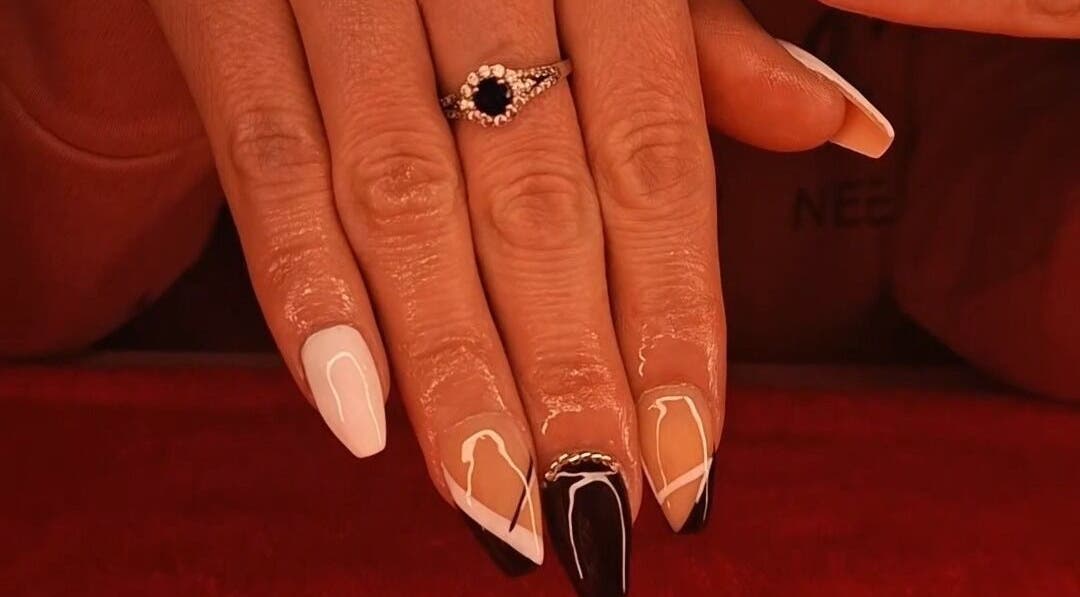Elegant black and white nail art at Boss Babes Beauty Lounge, Cape Town, Western Cape, ZA.