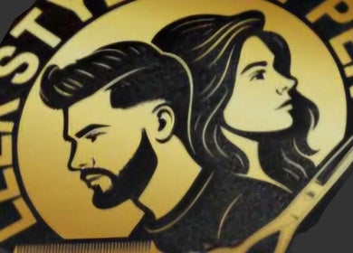 Leek style kapper logo in Leek, Groningen, NL, featuring profiles of a man and woman with stylish haircuts.